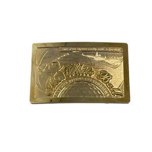 The White Ball Golf Metal Belt Buckle Womens Gold Golfing Amateur Professional